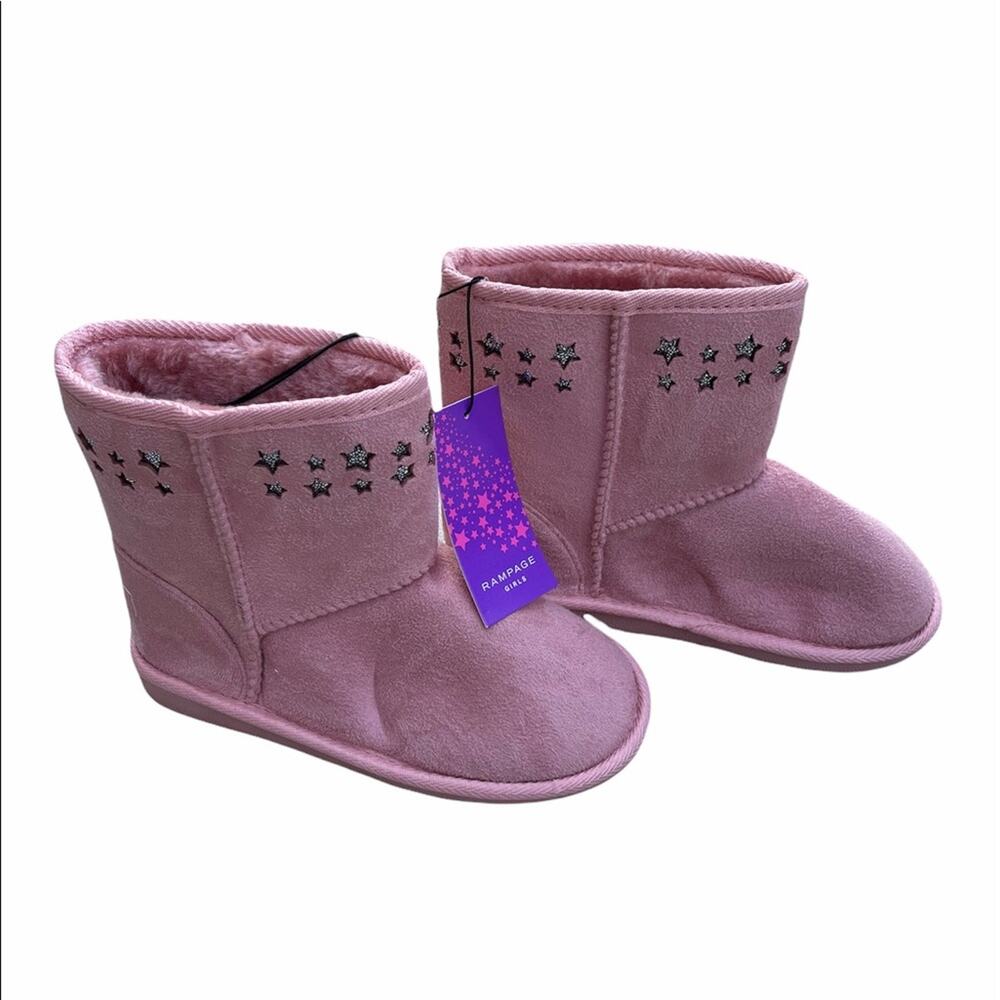 Rampage Slip-On Pink Boots with Silver Stars Size Youth 3 NEW